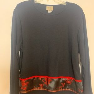 TEDDI Shanghai Noon Black and Red long sleeved top Size M New with Tags